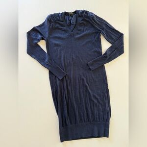 Club Monaco-Navy-Wool-Silk-Long Sleeve Dress-Size S
